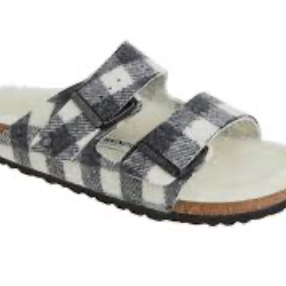 New Birkenstock Fleece Lining Gingham Sandals - Picture 2 of 6